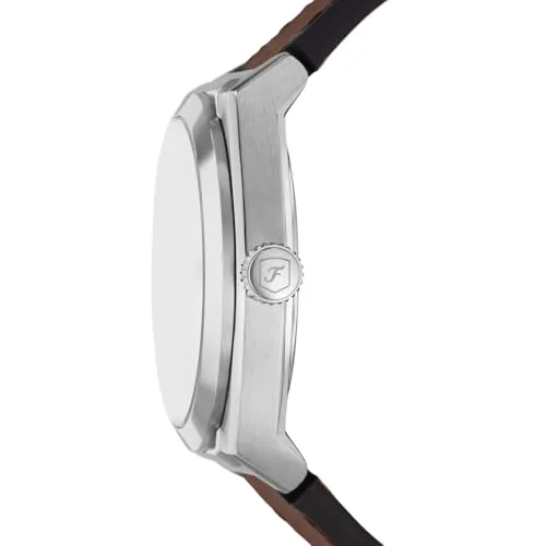 Fossil ▫️ Relógio Everett para homem, movimento de quartzo com data, três ponteiros e bracelete em pele ou aço 3