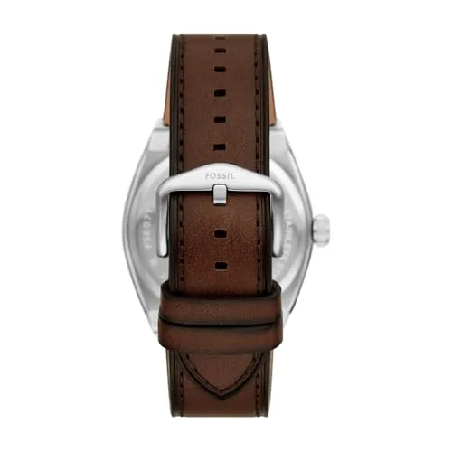 Fossil ▫️ Relógio Everett para homem, movimento de quartzo com data, três ponteiros e bracelete em pele ou aço 4