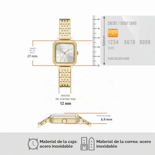 Armani Exchange ▫️ Relógio de senhora movimento de quartzo com três ponteiros e caixa de 27 mm com bracelete em aço inoxidável 6