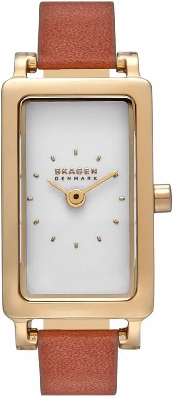 Skagen ▫️ Relógio Hagen para mulher, movimento de quartzo com dois ponteiros e bracelete em aço ou pele
