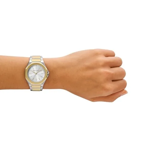 Armani Exchange ▫️ Relógio para mulher, movimento de quartzo com três ponteiros e caixa de 34 mm com bracelete em aço inoxidável ou couro 2
