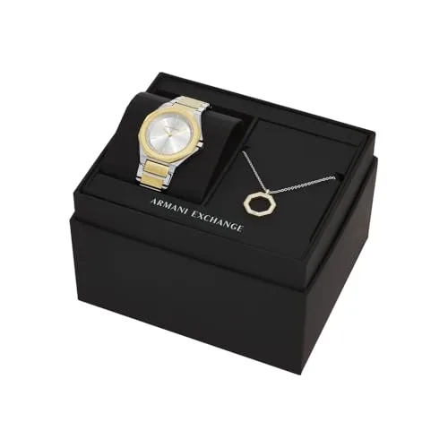 Armani Exchange ▫️ Relógio para mulher, movimento de quartzo com três ponteiros e caixa de 34 mm com bracelete em aço inoxidável ou couro 7