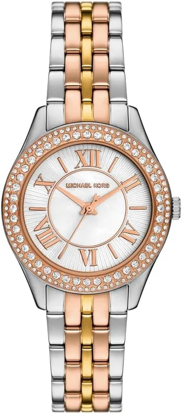 Michael Kors ▫️ Relógio Harlowe para senhora, movimento de quartzo a três mãos com bracelete em aço inoxidável ou pele