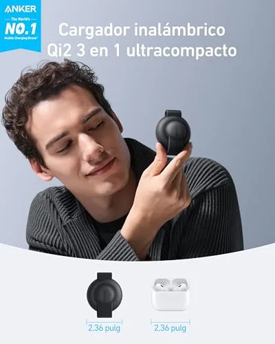 Anker ▫️ Carregador sem fios MagGo 3 em 1 para viagem, dobrável, compatível com Qi2, 15 W 2