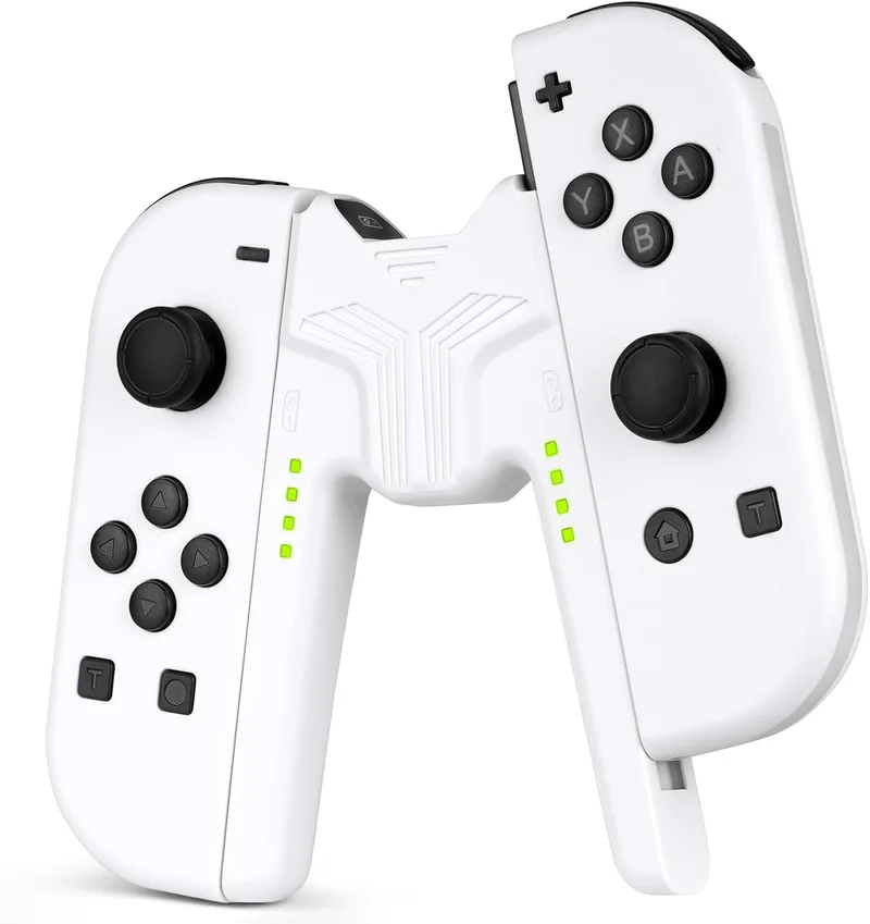 OFFCUP ▫️ Gaming Grip, Suporte de Pega de Carregamento em V, Pega de Carregador Joy-con Pega de Conforto com Indicadores de Bateria, para Nintendo Switch, NS/OLED, Joy-con (Branco)