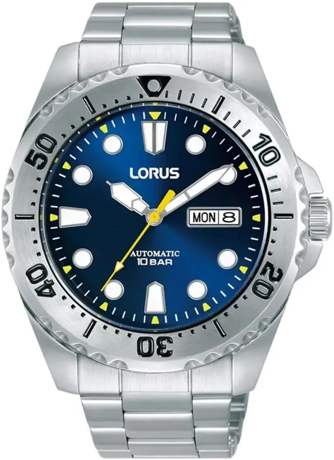 Lorus ▫️ Relógio analógico automático para homem com bracelete em aço inoxidável