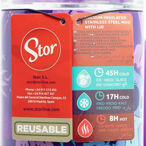 Stor ▫️ Garrafa de Água em Aço Inoxidável Stitch 665 ml - Tampa Hermética com Alça, Resistente para Desporto, Escola e Viagens 5