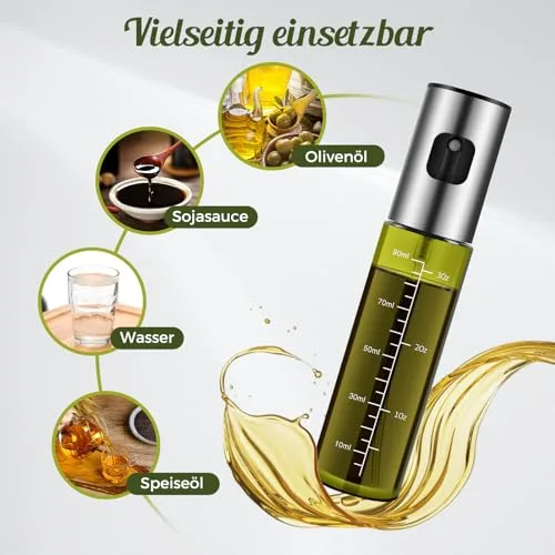 Zanfqvo ▫️ Pulverizador de óleo 2 unidades de pulverizador de óleo especial para cozinha em vidro com proteção UV verde, dispensador de óleo anti-gotejamento para cozinhar, assar, saladas e fritar no ar 5