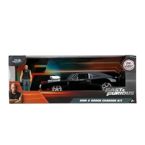 Jada ▫️ Toys Fast & Furious Carro Dodge Charger 1970, Escala 1:24, 19 cm, com figura de Dominic Toretto de 8 cm, modelo metálico com partes articuladas, brinquedo colecionável, +8 anos (9335907314R00) 6