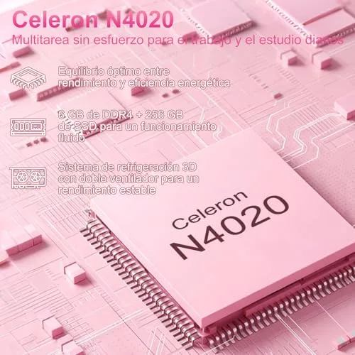 bvate ▫️ 2026 Portátil de 14 polegadas, até 2,8 GHz, Celeron, SSD de 256 GB, compatível com expansão para SSD de 1 TB, com rato sem fios, para trabalho, estudo e aprendizagem, 1080 Mini Port Multimedia - Dourado 2