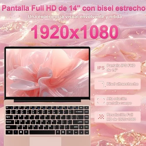 bvate ▫️ 2026 Portátil de 14 polegadas, até 2,8 GHz, Celeron, SSD de 256 GB, compatível com expansão para SSD de 1 TB, com rato sem fios, para trabalho, estudo e aprendizagem, 1080 Mini Port Multimedia - Dourado 4