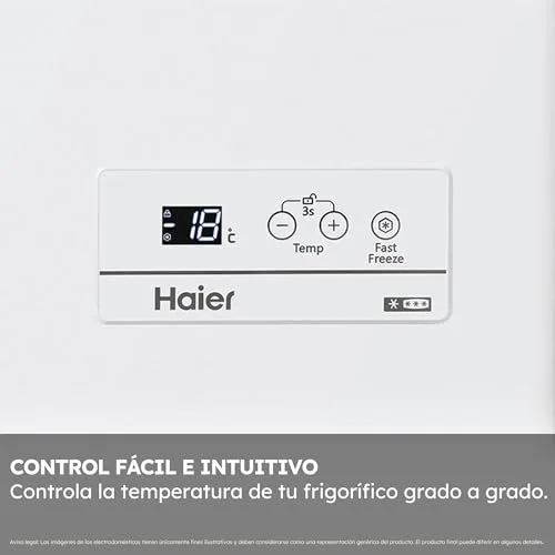 Haier ▫️ Chest Series 3 HCE100E, Câmaras Frigoríficas Horizontais, Capacidade de 97 L, Largura de 54,5 cm, Função Fast Freeze, 1 Cesto Metálico, Ecrã Digital, Interior em Alumínio Texturizado, Puxador Integrado, Branco 5