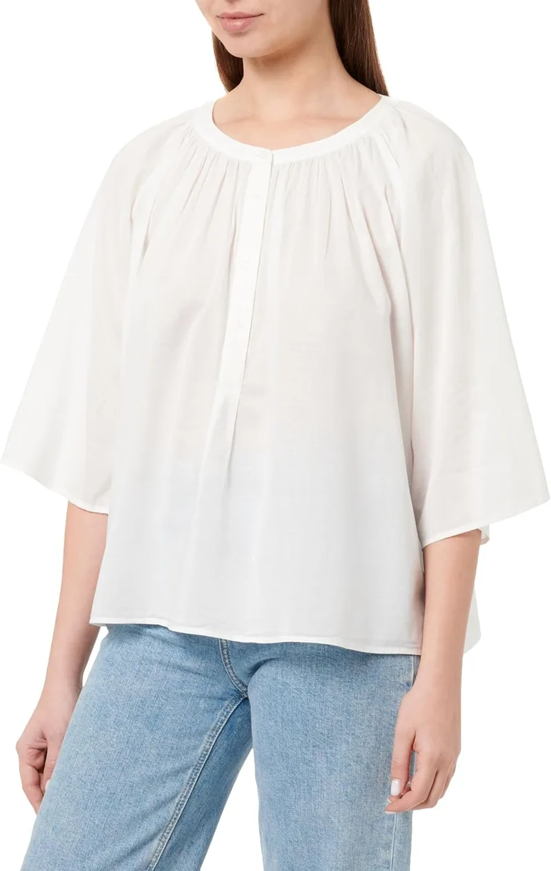 Tommy Hilfiger ▫️ Co Voile SS Top Ww0ww44470 Blusa de manga curta para mulher