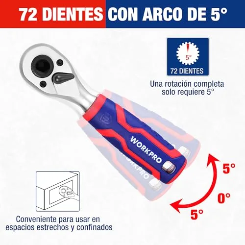 WORKPRO ▫️ Conjunto de chaves de soquete de 34 peças com catraca de 1/4" 4