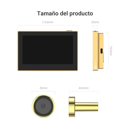 EZVIZ ▫️ Visor digital para porta com ecrã a cores de 4,3'', câmara de vídeo sem fios 1080P,Visão ao vivo de 146°, bateria recarregável de 2200 mAh, Wi-Fi de 2,4 GHz, SEM deteção de movimento, SEM visão noturna, CP2 2
