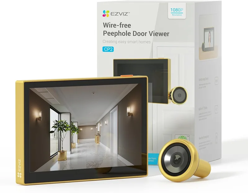 EZVIZ ▫️ Monitor de Porta Digital com Ecrã a Cores de 4.3'', Câmara de Vídeo Sem Fios 1080P, Visualização ao Vivo 146°, Bateria Recarregável 2200mAh, WiFi 2.4GHz, Sem Deteção de Movimento, Sem Visão Nocturna, CP2