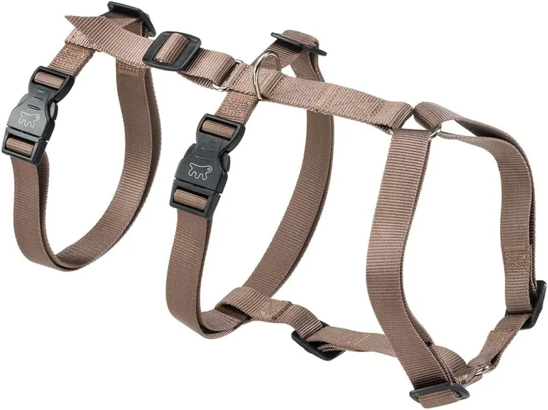 Ferplast ▫️ Arnês para Cães Grandes Brave, arnês ajustável de 6 pontos, anti-fuga, anti-pânico, tamanho L, castanho.