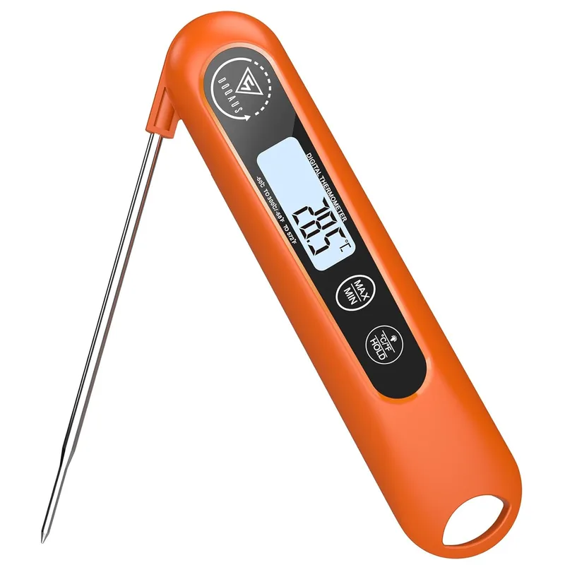 DOQAUS ▫️ 3s Termómetro digital de leitura instantânea para cozinha, termómetro para alimentos, termómetro para carne com visor LCD para carne, churrasco, alimentos, líquidos, óleo, água (laranja))