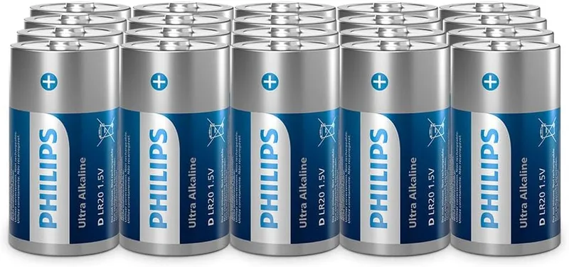 PHILIPS ▫️ Ultra D, pilhas alcalinas LR20, alta capacidade para flashes e dispositivos de grandes dimensões, embalagem de 20 unidades