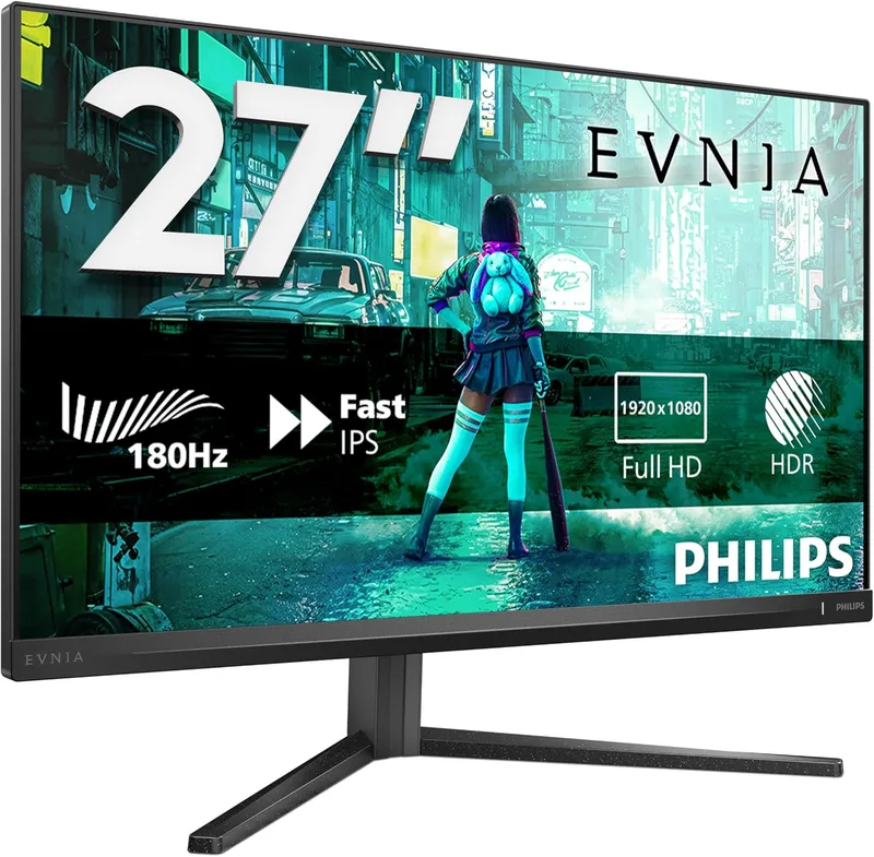 Philips ▫️ 27M2N3200AM - Monitor para jogos Full HD de 27", 180 Hz, 1 ms GtG, FreeSync Prem, G-Sync Comp (1920x1080, 2X HDMI, DisplayPort) Preto/Cinza