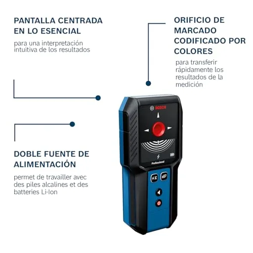 Bosch Professional ▫️ Detetor de parede GMS 100-23 (profundidade máxima de deteção de metal não magnético/metal magnético/cabos com corrente/madeira: 100/80/50 mm, 2 pilhas AA, bolsa) 3