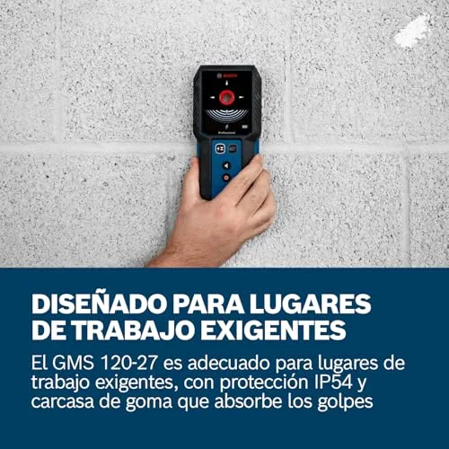 Bosch Professional ▫️ Detetor de parede GMS 100-23 (profundidade máxima de deteção de metal não magnético/metal magnético/cabos com corrente/madeira: 100/80/50 mm, 2 pilhas AA, bolsa) 5