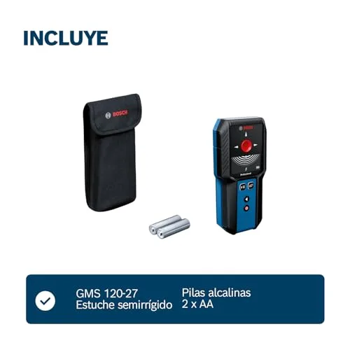 Bosch Professional ▫️ Detetor de parede GMS 100-23 (profundidade máxima de deteção de metal não magnético/metal magnético/cabos com corrente/madeira: 100/80/50 mm, 2 pilhas AA, bolsa) 6