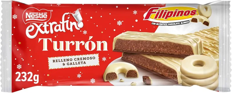 EXTRAFINO ▫️ NESTLÉ Extrafine nougat de chocolate branco com recheio de biscoito Filipinos 232g