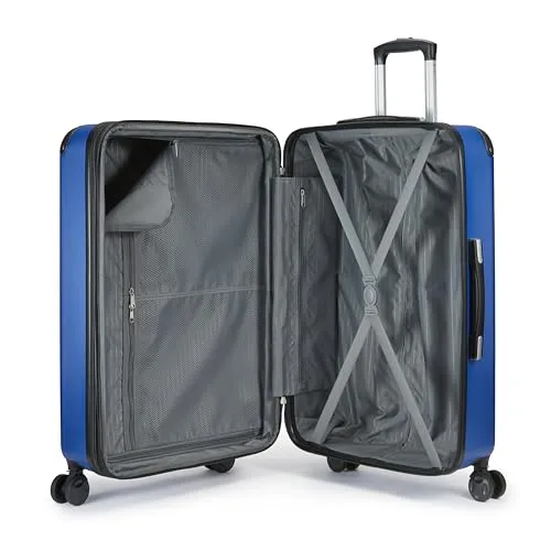 Amazon Basics ▫️ Bagagem de mão rígida com rodas, conjunto de 4 peças, mala grande, mala de mão e mala de viagem compacta, expansível, 4 rodas giratórias, azul-marinho 6