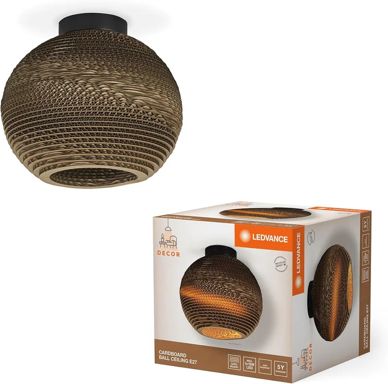 LEDVANCE ▫️ Decor Cardboard Ball castanha, em cartão ondulado, leve, E27, 260