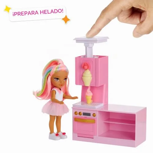 RAINBOW HIGH ▫️ Conjunto de brinquedos Littles Dessert Shop com Kandy - Inclui uma pequena boneca rosa de 14 cm; faz gelados e doces; para crianças com mais de 4 anos 4