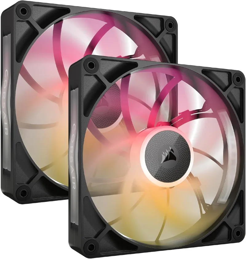 Corsair ▫️ iCUE Link RX140 MAX RGB Ventilador espesso PWM de 140 mm com hub do sistema iCUE Link - Alta pressão estática - Rolamento de cúpula magnética - Pacote duplo - Preto