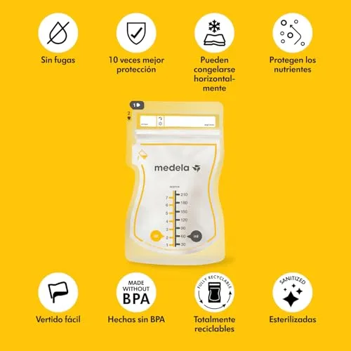 Medela ▫️ Sacos de armazenamento de leite materno Easy Pour sacos descartáveis de 210 ml, à prova de fugas, protegem os nutrientes do leite, sem BPA, embalagem de 100 unidades, em exclusivo na Amazon 3