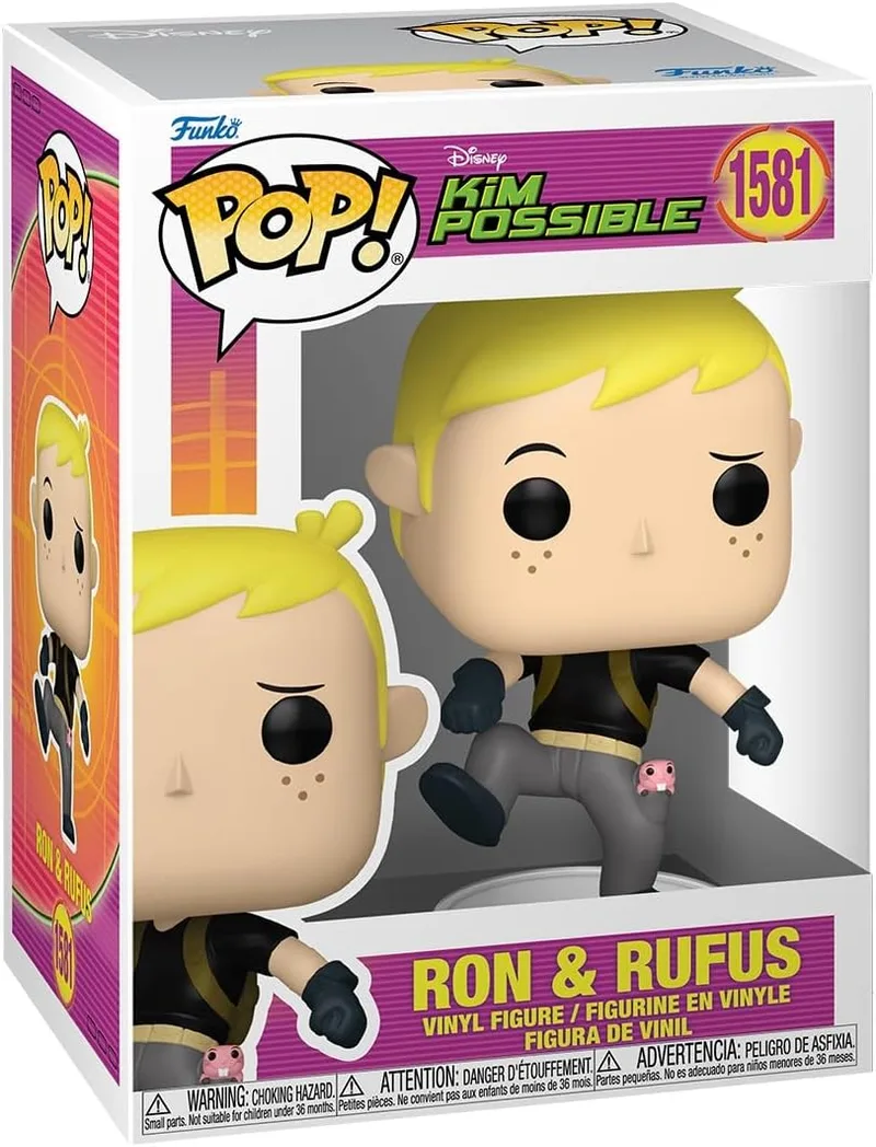 Funko ▫️ Pop! Disney: Kim Possible - Ron Stoppable com Rufus - Figura de vinil colecionável - Ideia para presente - Produtos oficiais - Brinquedos para crianças e adultos - Fãs de séries de TV