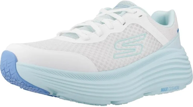 Skechers ▫️ MAX Cushioning Endeavour Canova - Ténis desportivos para mulher, acabamento sintético branco e azul claro, 38 EU