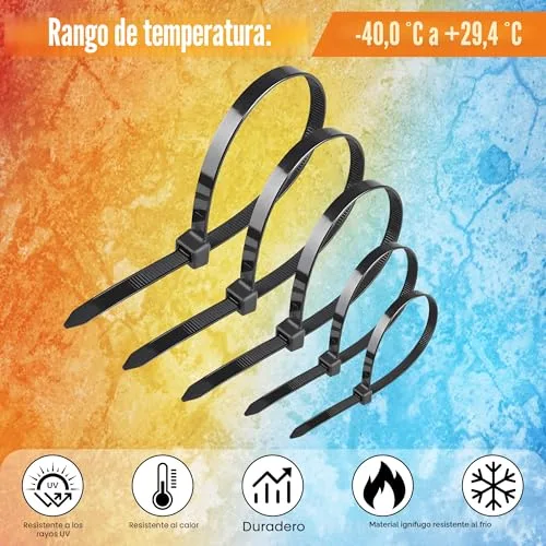 Hosuni ▫️ Braçadeiras de Plástico, Braçadeiras para cabos profissionais, braçadeiras pretas, resistência à tração de 18 kg, resistentes aos raios UV para uso interior e exterior (100/150/200/300 mm (1000 unidades)) 5