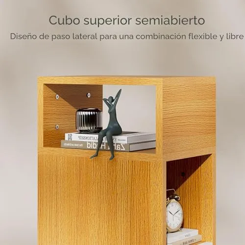 IBUYKE ▫️ Mesinhas de cabeceira estreitas, conjunto de 2, Natural WNS006N-2 7