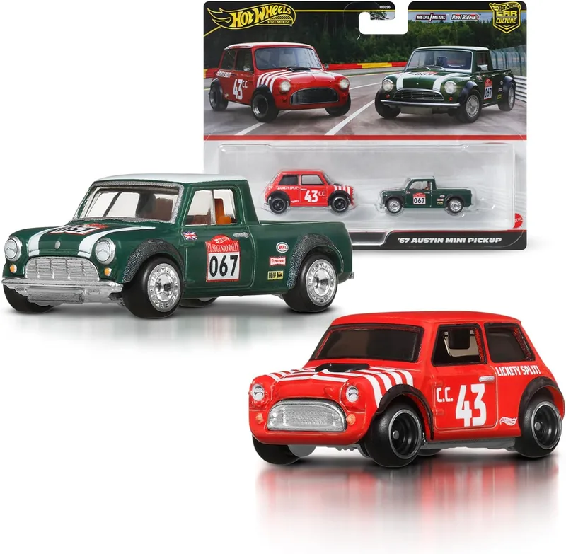Hot Wheels ▫️ Pack Premium Car Culture com dois veículos à escala 1:64, pares únicos, pneus Real Riders, chassis de metal/metal, brinquedo de coleção, JBK97