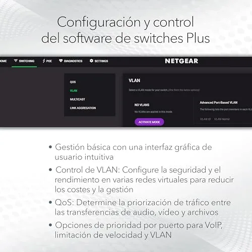 NETGEAR ▫️ GS108E Switch de 8 portas Gigabit Ethernet Plus, gerenciável, montagem em secretária ou na parede e garantia vitalícia limitada 3