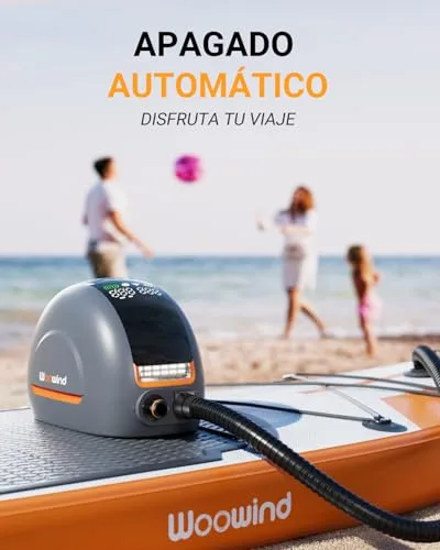 Woowind ▫️ NW10 Bomba Elétrica de 20 PSI para SUP, Paddle Surf, Caiaques, Colchões, Barcos Insufláveis, Alta Pressão com Conector de 12 V CC Tipo C, Inflador Inteligente Rápido e Desligamento Automático 5
