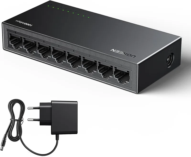 UGREEN ▫️ Switch Ethernet de 8 portas Gigabit com velocidade de 10/100/1000 Mbps
