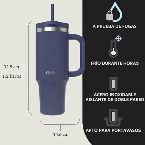 Contigo ▫️ Garrafa térmica de 1200 ml com pega e palhinha, Idigo 2