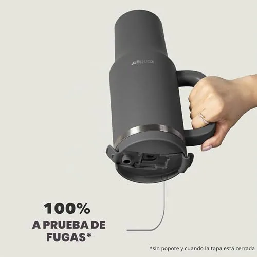 Contigo ▫️ Garrafa térmica de 1200 ml com pega e palhinha, Garrafa térmica isolada em aço inoxidável com tampa, Thermos, Mantém a temperatura fria durante 29 horas, Caneca térmica, Sem BPA, Darkstone 4