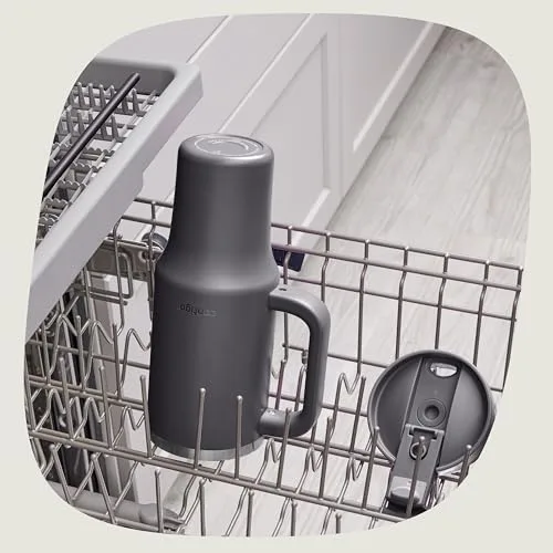 Contigo ▫️ Garrafa térmica de 1200 ml com pega e palhinha, Garrafa térmica isolada em aço inoxidável com tampa, Thermos, Mantém a temperatura fria durante 29 horas, Caneca térmica, Sem BPA, Darkstone 5