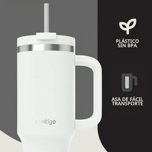 Contigo ▫️ Garrafa térmica de 1200 ml com pega e palhinha, Garrafa térmica isolada em aço inoxidável com tampa, Thermos, Mantém a temperatura fria durante 29 horas, Caneca térmica, Sem BPA, Salt 5