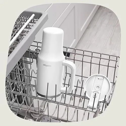 Contigo ▫️ Garrafa térmica de 1200 ml com pega e palhinha, Garrafa térmica isolada em aço inoxidável com tampa, Thermos, Mantém a temperatura fria durante 29 horas, Caneca térmica, Sem BPA, Salt 6