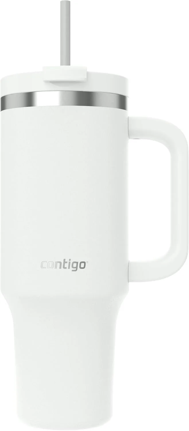 Contigo ▫️ Garrafa térmica de 1200 ml com pega e palhinha, Garrafa térmica isolada em aço inoxidável com tampa, Thermos, Mantém a temperatura fria durante 29 horas, Caneca térmica, Sem BPA, Salt