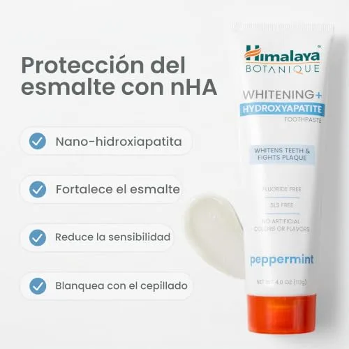 Himalaya ▫️ Pasta de dentes Botanique Whitening+ com hidroxiapatita, hidroxiapatita (HA), hortelã-pimenta, sem flúor, remineralização a partir do 7.º dia, vegan, sem glúten, 113 g 5