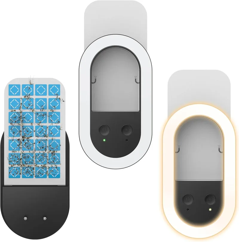 pancellent ▫️ Pacote de 2 armadilhas para moscas de interior (2 dispositivos + 10 cartões de cola), luz nocturna, mata-mosquitos, armadilha para insectos voadores de encaixe para moscas, traças, mosquitos, etc.