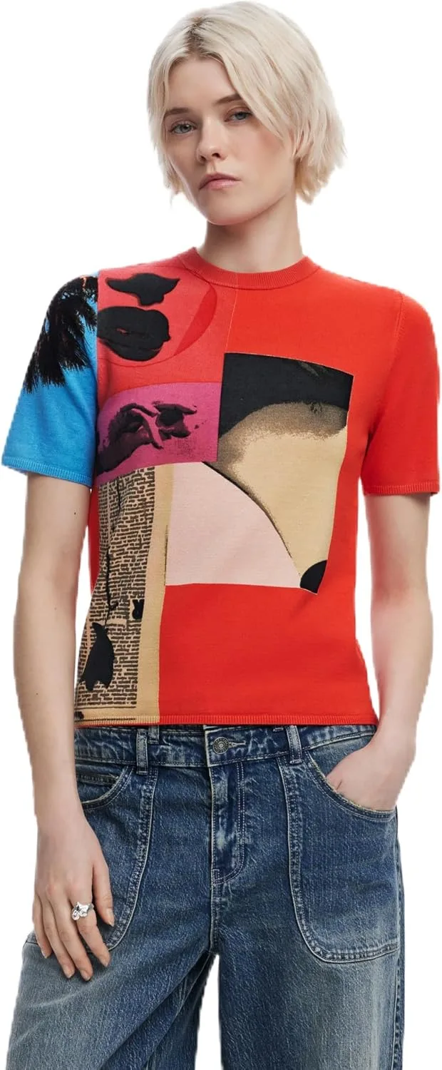 Desigual ▫️ Camisola TS_Red_Collage_Lacroix para mulher